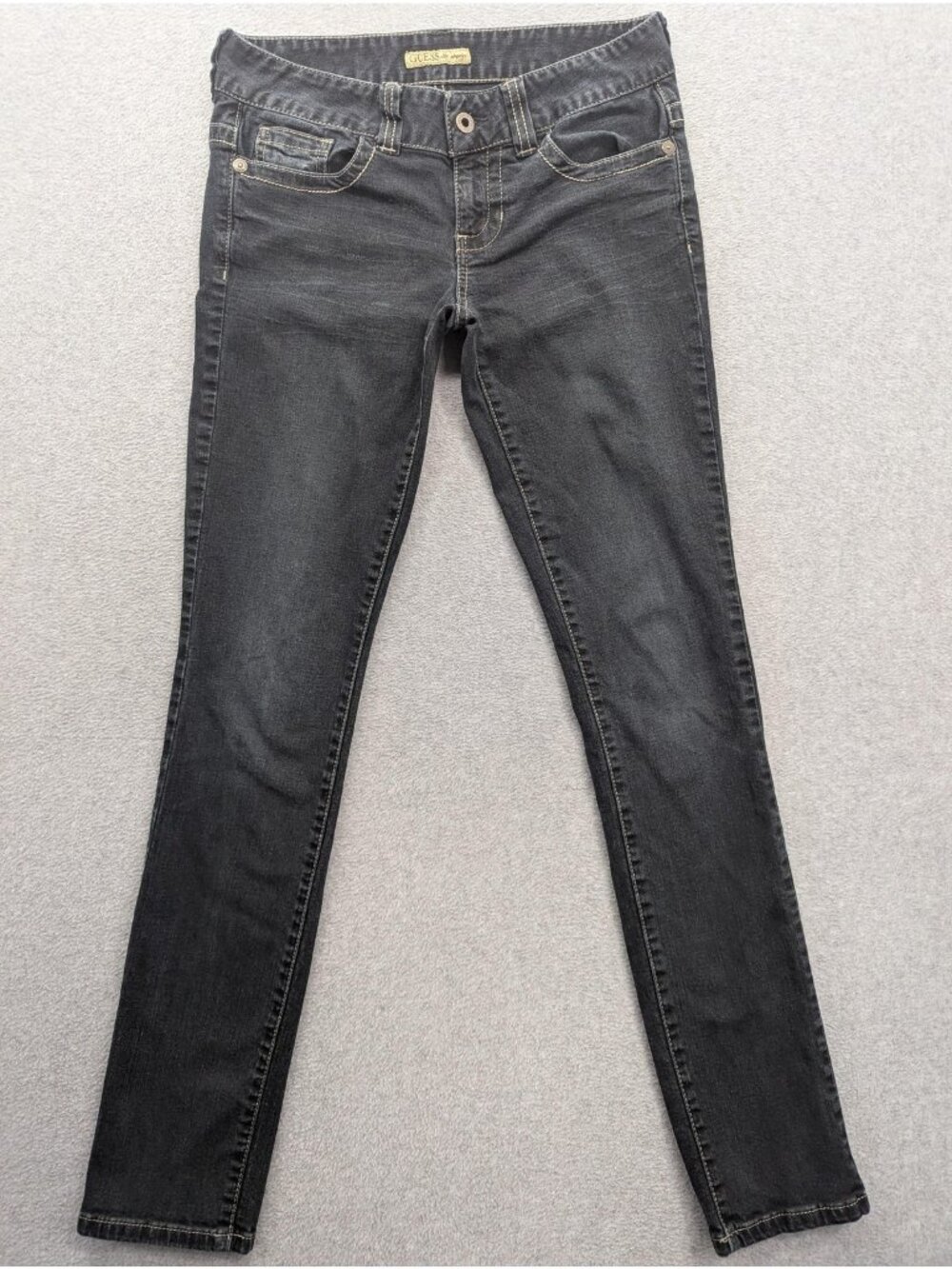 Guess Skinny Jeans Womens 28 Gray Charcoal Wash Low Rise Slim Stretch Denim